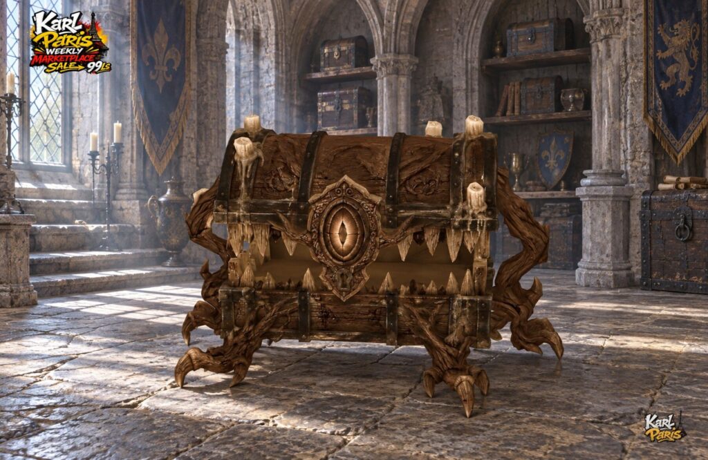 Karlparis The Watcher S Hoard Mimic Monster Treasure Chest Gothic Halloween Decor Second Life