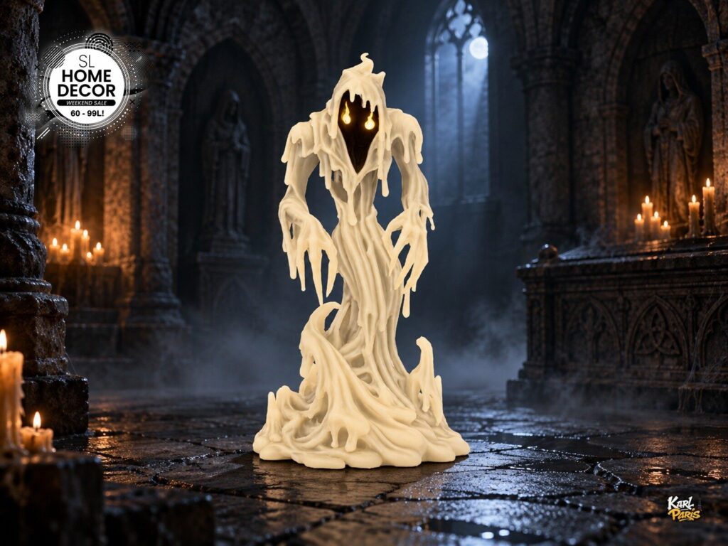 Karlparis Waxen Wraith Melting Candle Ghost Halloween Statue Second Life