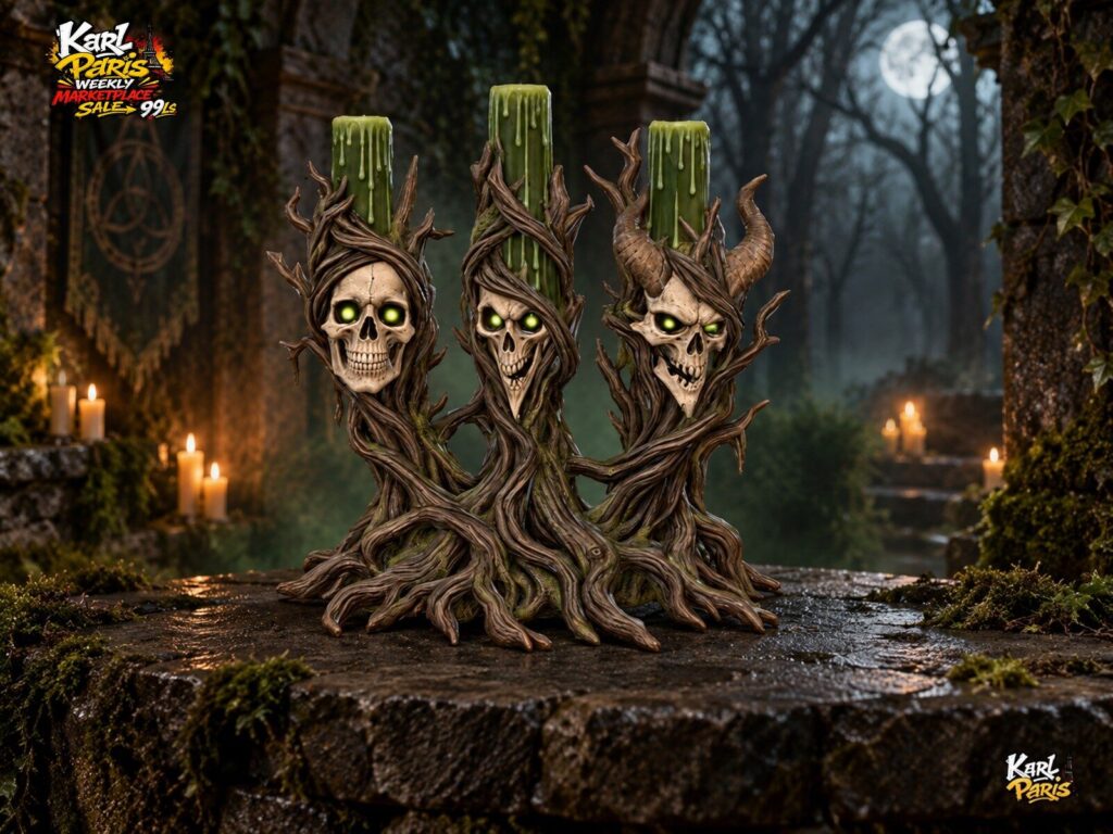 Karlparis Wicked Grove Candelabra Haunted Skull And Branch Halloween Decor Second Life