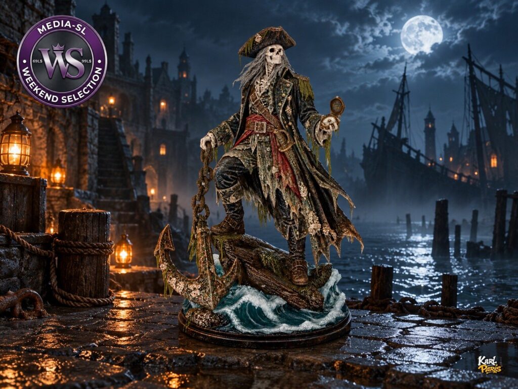 Mediasl The Drowned Admiral Skeleton Pirate Anchor Gothic Halloween Decorative Statue 1 Second Life
